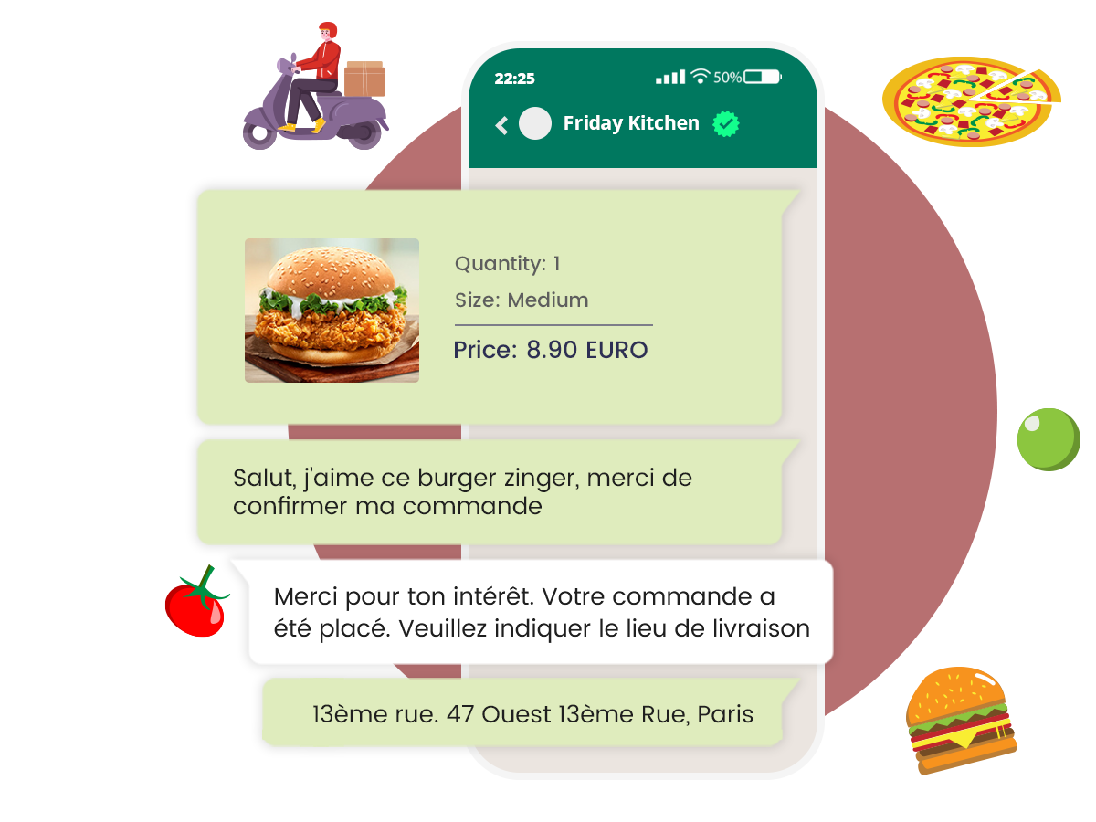 Processus de prise de commande facile pour les restaurants via WhatsApp